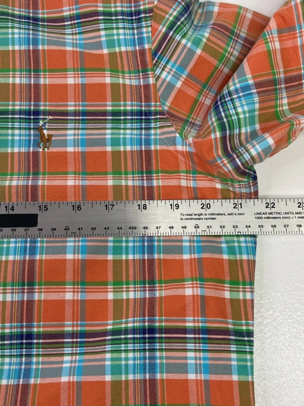 Polo Ralph Lauren Classic Fit Orange Multi Plaid Cotton Short Sleeve Shirt M